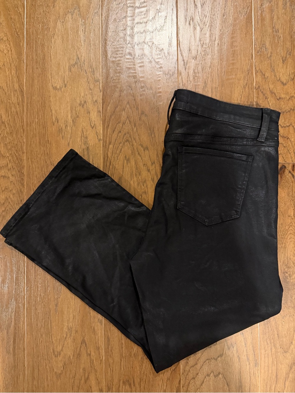 Joe's Jeans the Callie Coated Black Waxed High Rise Cropped Boot Jeans 33